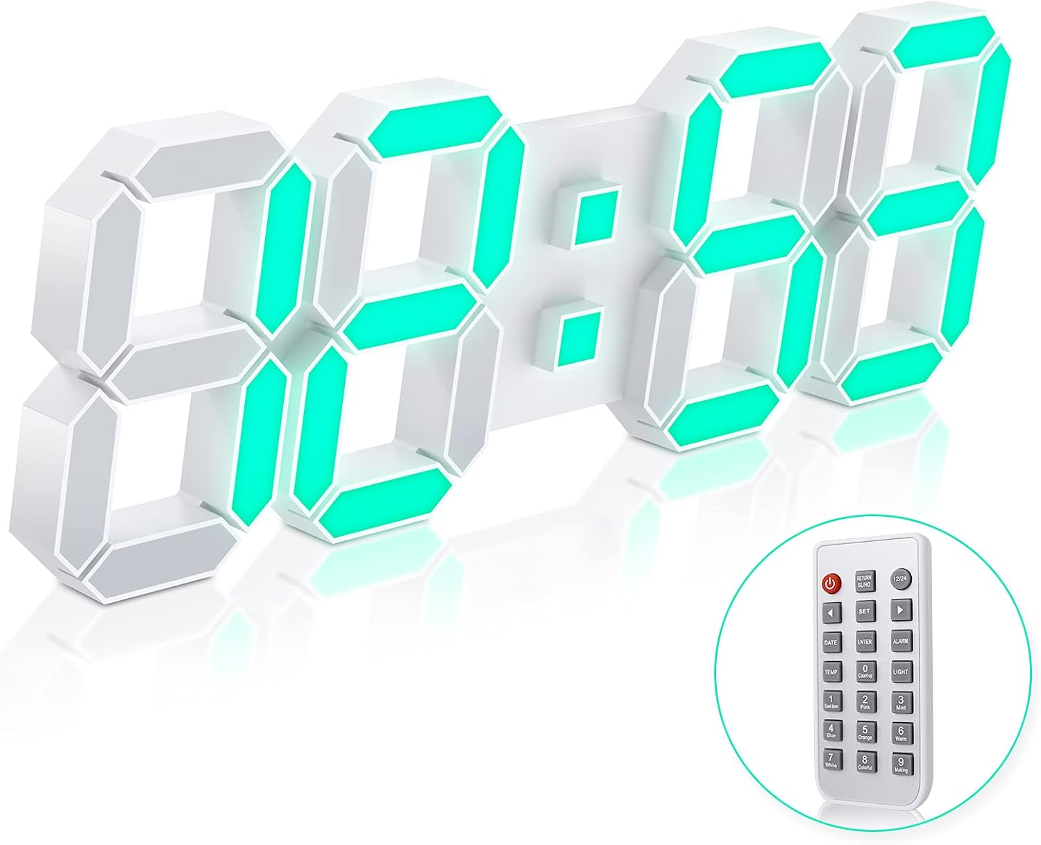 EDUP HOME 3D LED Wall Clock with Remote Control and Timer
