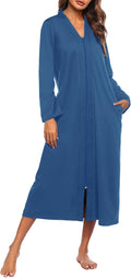 Ekouaer Women Zipper Robe Long Sleeve Loungewear - Lightweight
