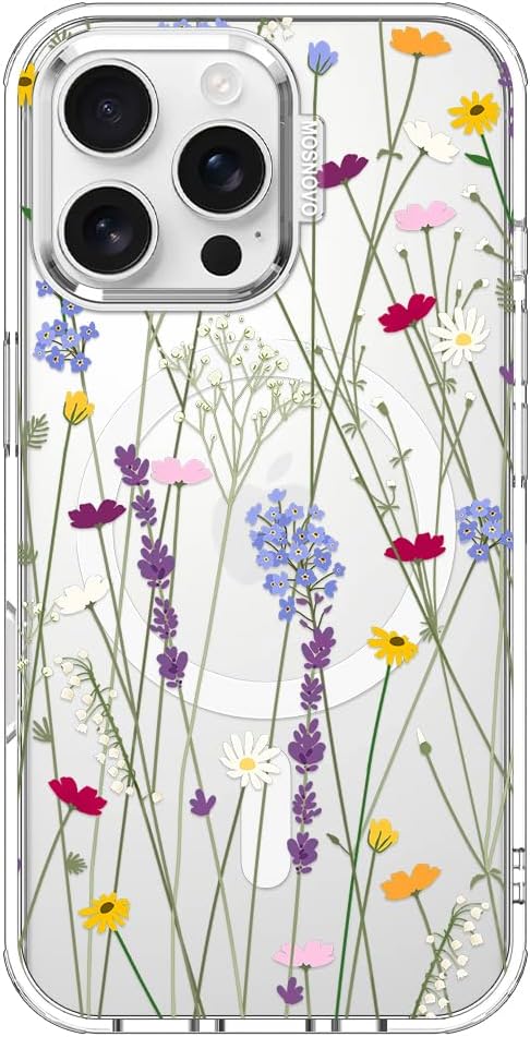 MOSNOVO Case for iPhone 16 Pro Max with Floral Garden Design