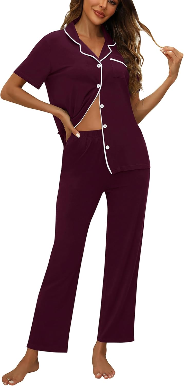 ZMJ Womens Pajamas Sets Soft Button Up Pj Sets for Comfort
