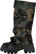 Platform Slouchy Fold Over Mid Calf Boots - Comfortable Fashion