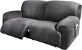 Extra Wide 75-100ft 2 Seater Reclining Sofa Slipcover - Velvet 6-Piece