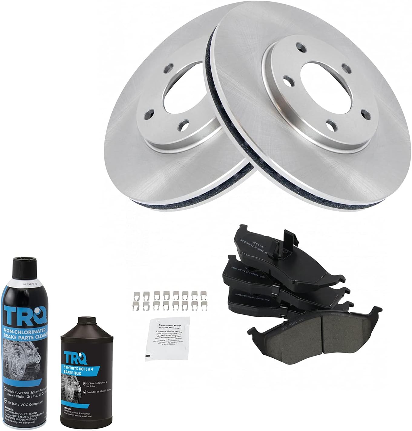 TRQ Front Brake Pad & Rotor Kit for Chrysler & Dodge Vehicles