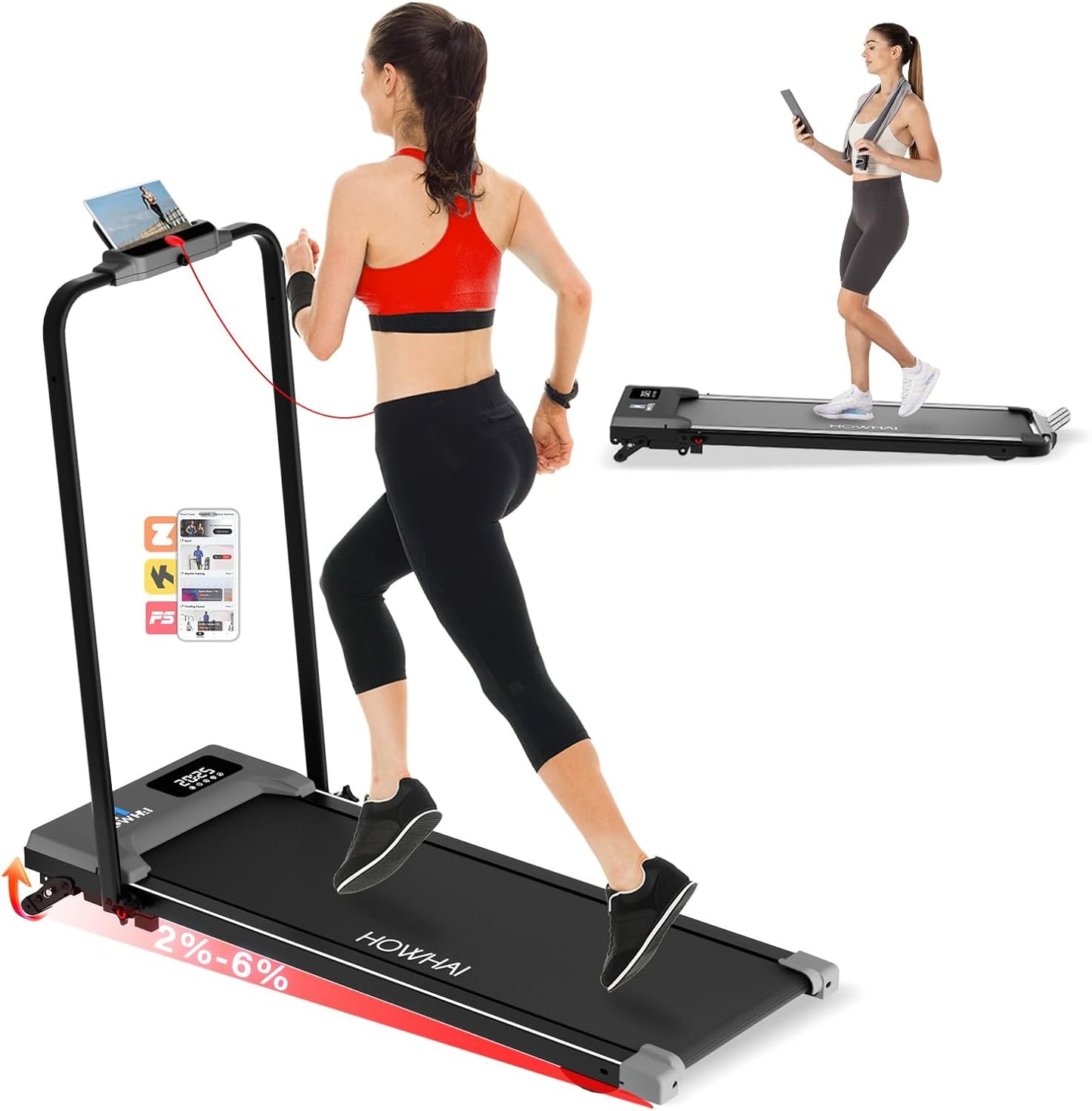Walking Pad Treadmill with Incline for Home and Office Use