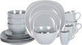 Stoneware Square 16pc Dinnerware Set Matte Grey - Modern Tableware