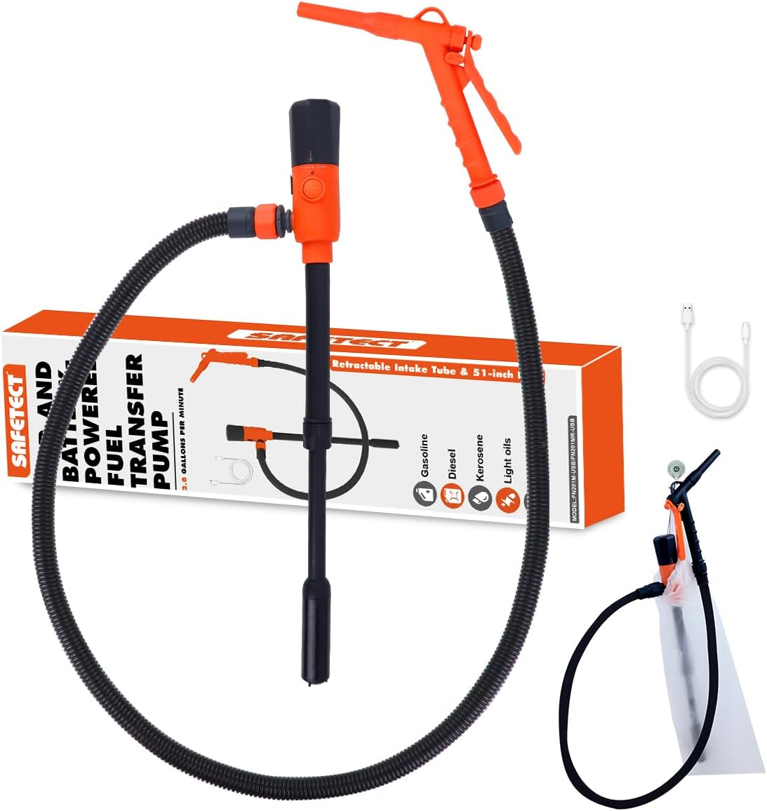 Portable Fuel Pump for Gasoline - Fast 2.8 GPM Transfer Pump