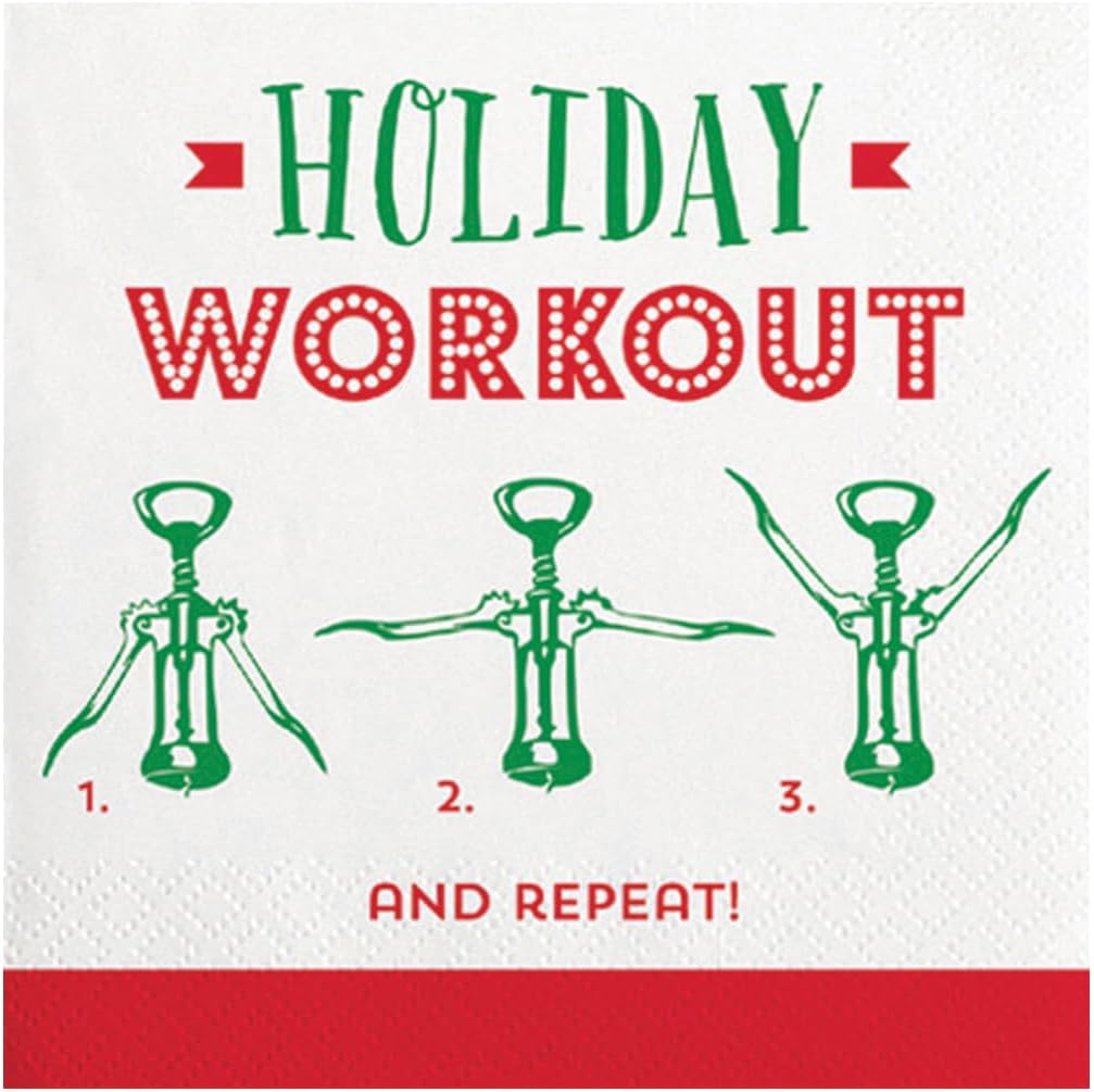 Festive Funny Christmas Cocktail Napkins - 40-Pack Disposable Party Supplies
