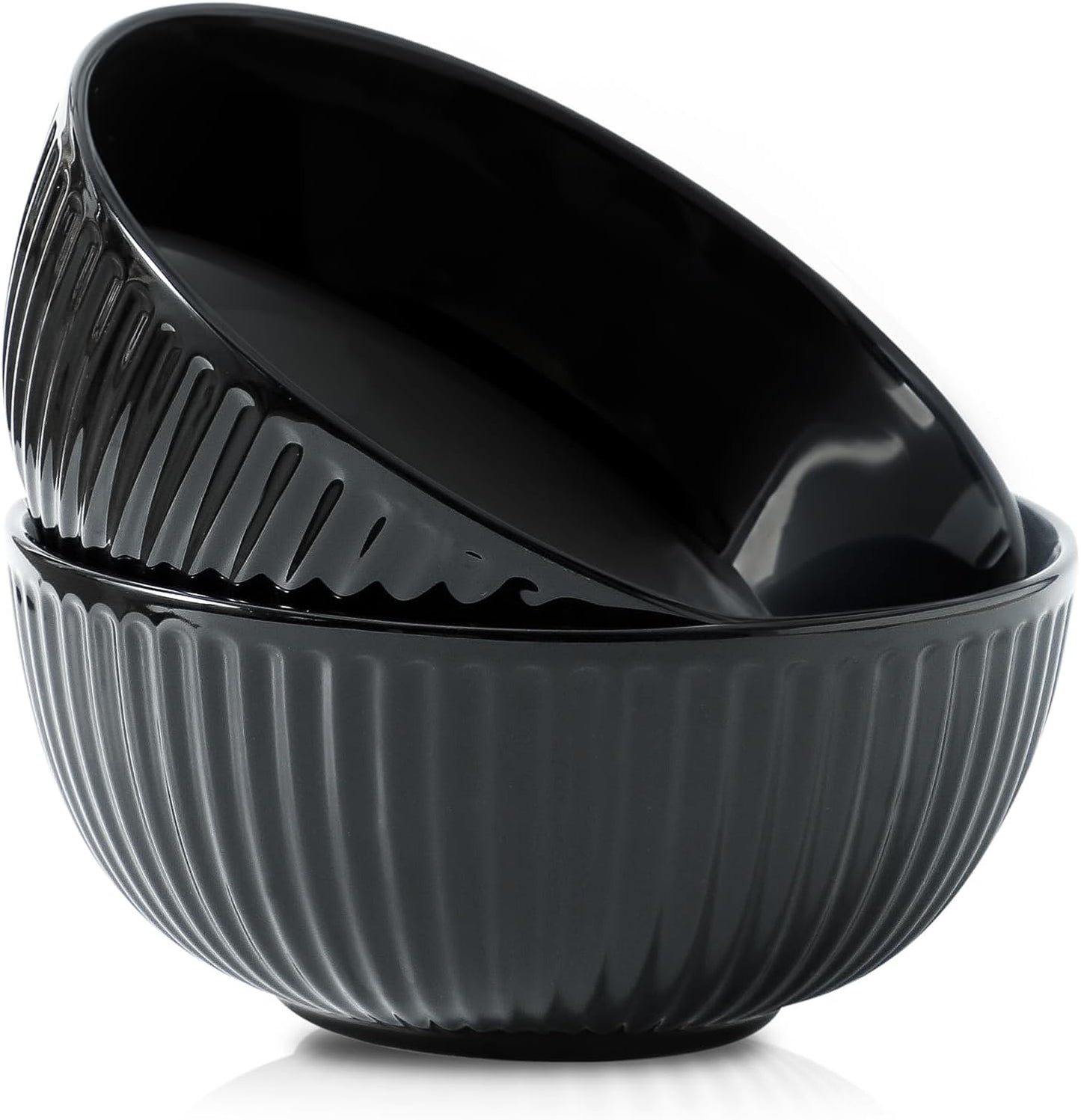 Elegant Ribbed Large Serving Bowls Set of 2 for Dining Needs