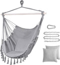 Hanging Hammock Chair Swing - Sturdy Rope Chair with Cushions