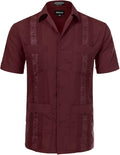 Men's Short-Sleeve Cuban Guayabera Shirt - Classic White Relaxed Fit