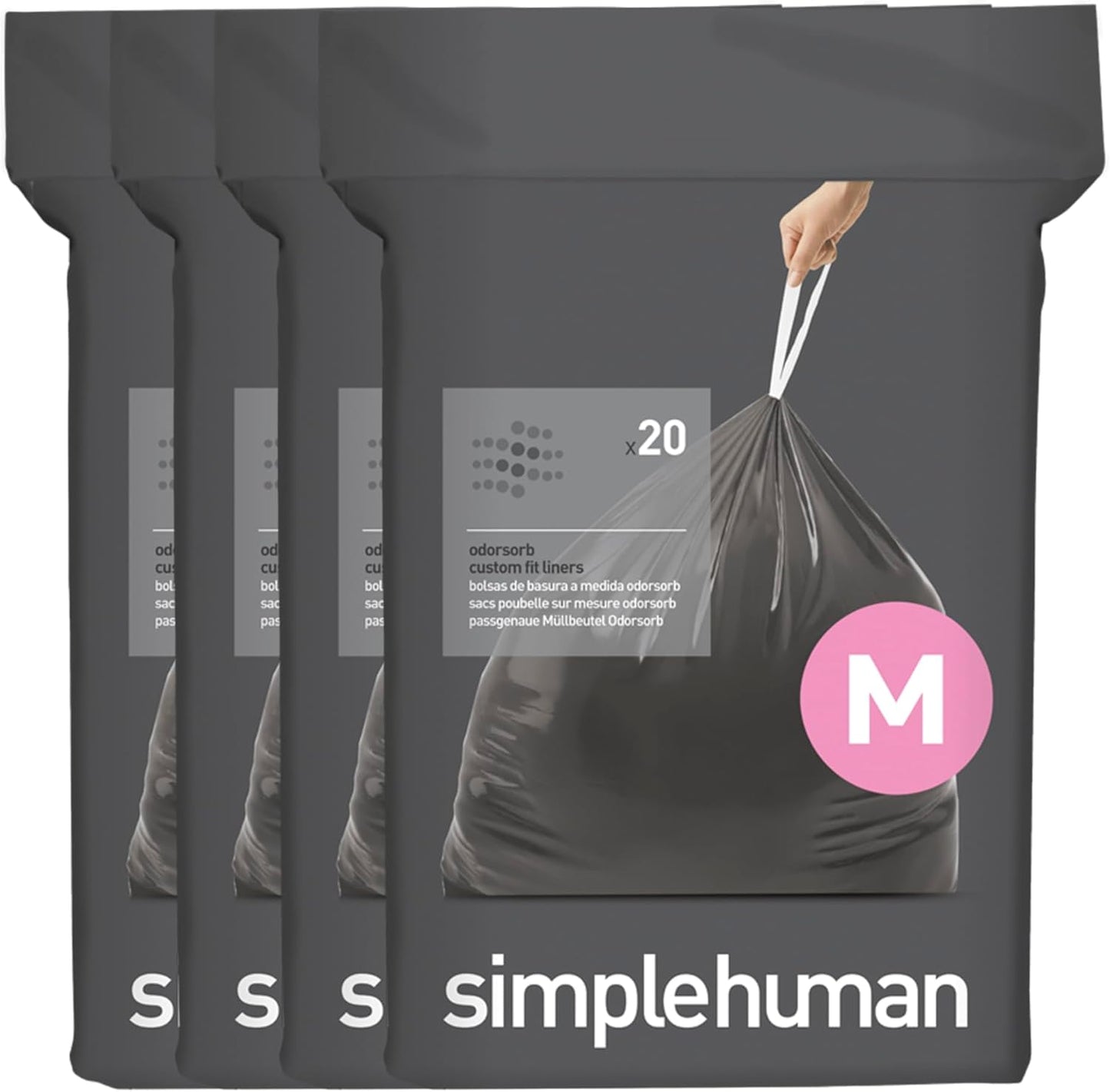 simplehuman Code M 80 Count Odorsorb Trash Bags for 12 Gallon