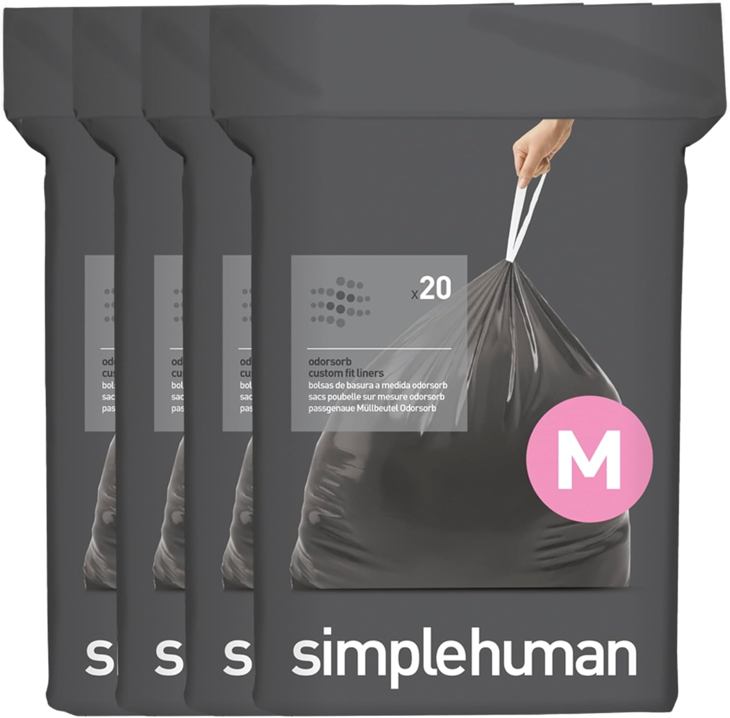 simplehuman Code M 80 Count Odorsorb Trash Bags for 12 Gallon