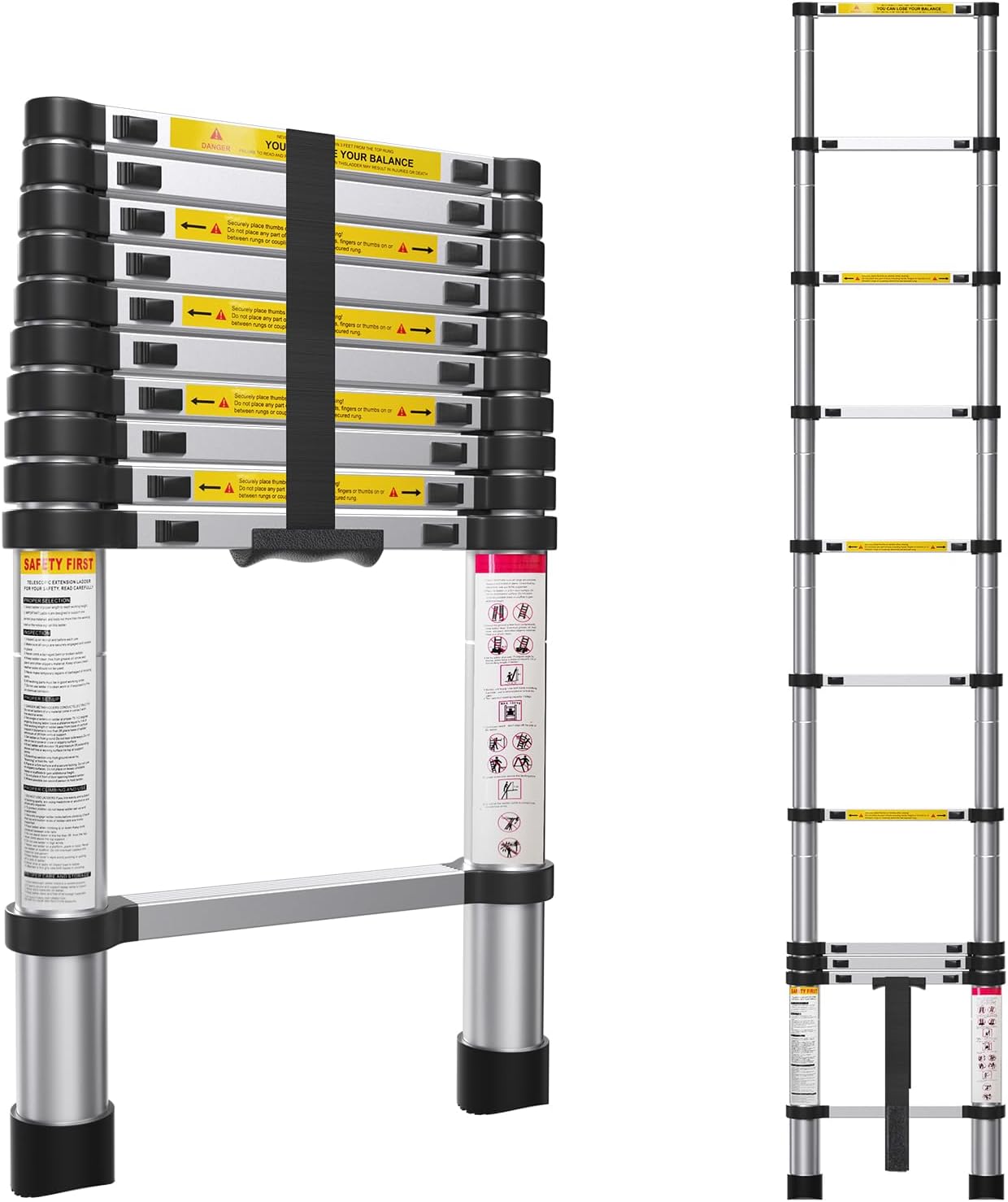 12.5FT Telescoping Ladder - Multi-Purpose Aluminum Extension