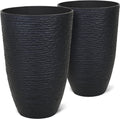 WORTH Garden 21 in Tall Planters 2 Pack - Large 14 in Round Black