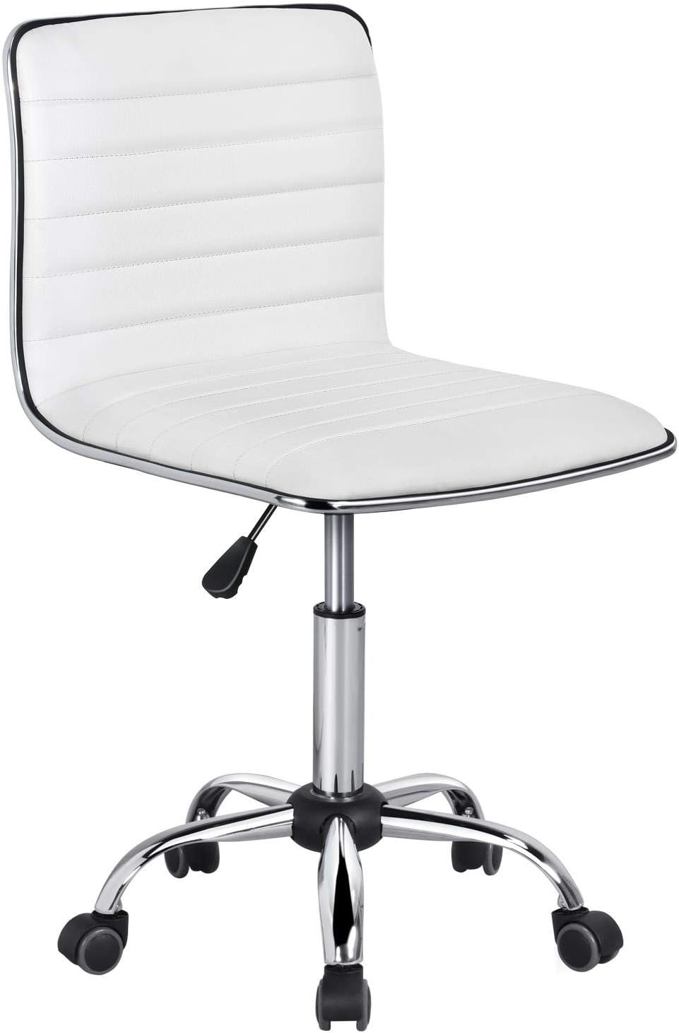 Yaheetech White Ribbed Task Chair - Swivel & Stylish