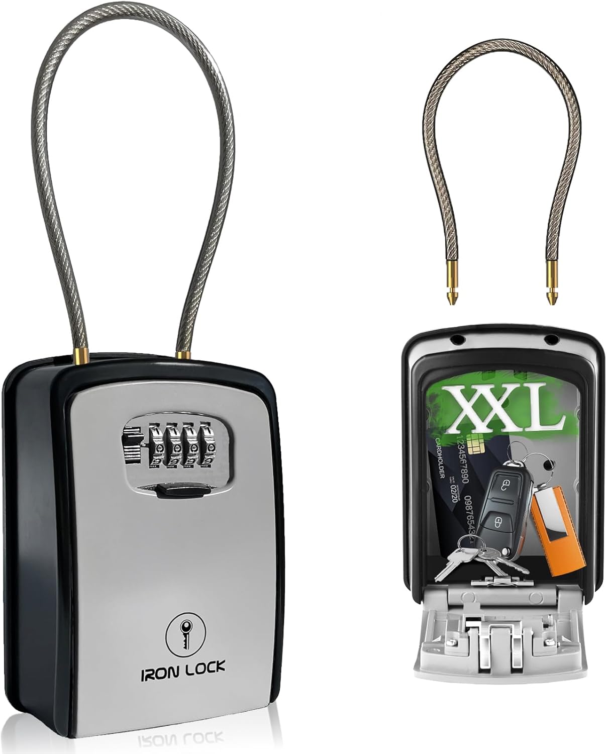 Iron Lock XXL Portable Key Lock Box for Indoor and Outdoor Use