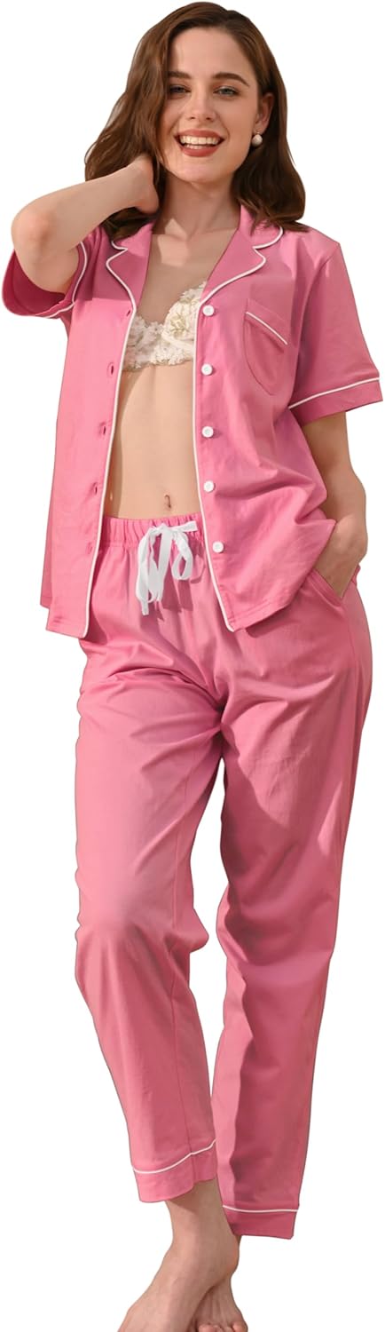 100% Cotton Pajamas for Women Sets Soft Sleepwear Loungewear