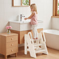 Kids Step Stool for Bathroom and Kitchen - 2-in-1 Convertible Helper