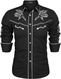 COOFANDY Men's Western Embroidered Button Down Shirt - Slim Fit