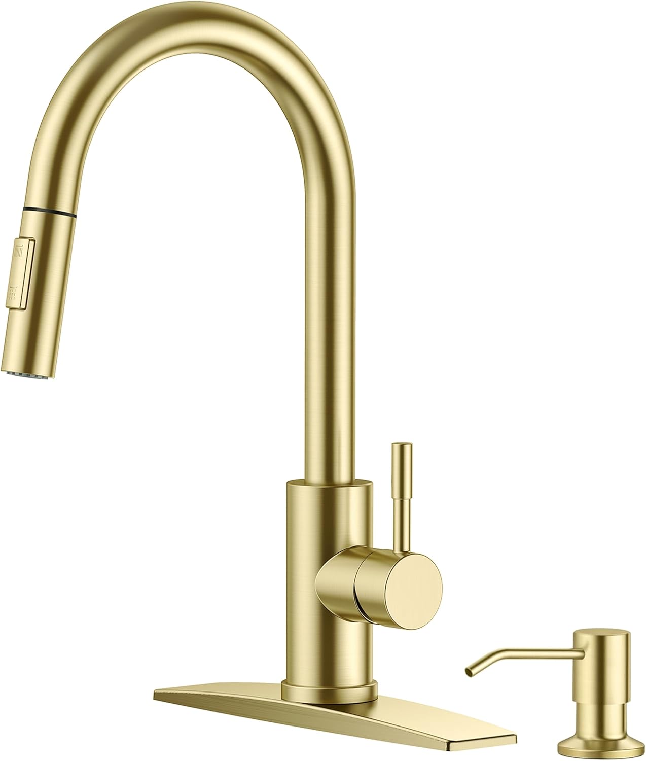 FORIOUS Gold Kitchen Faucet with Pull Down Sprayer for Modern Homes