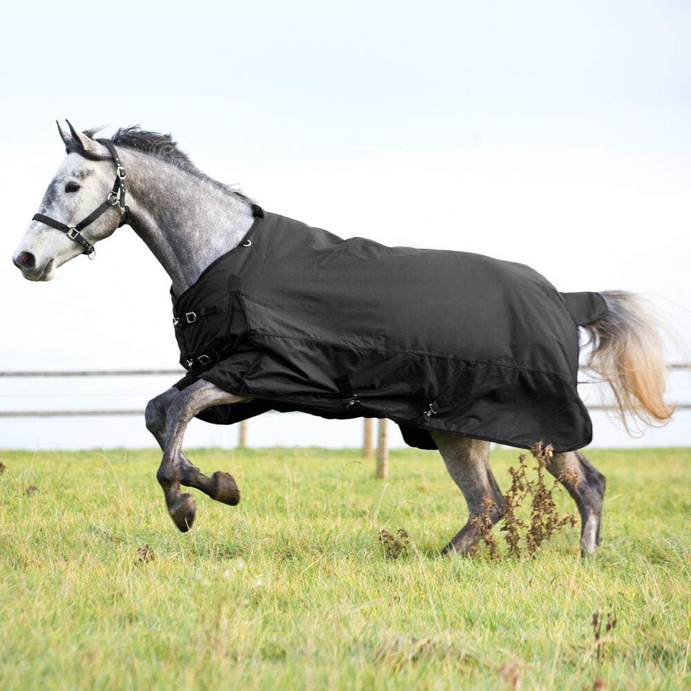 Horze Waterproof Horse Turnout Blanket - 200g Fill for Ultimate Warmth! - Nevada Black - 69