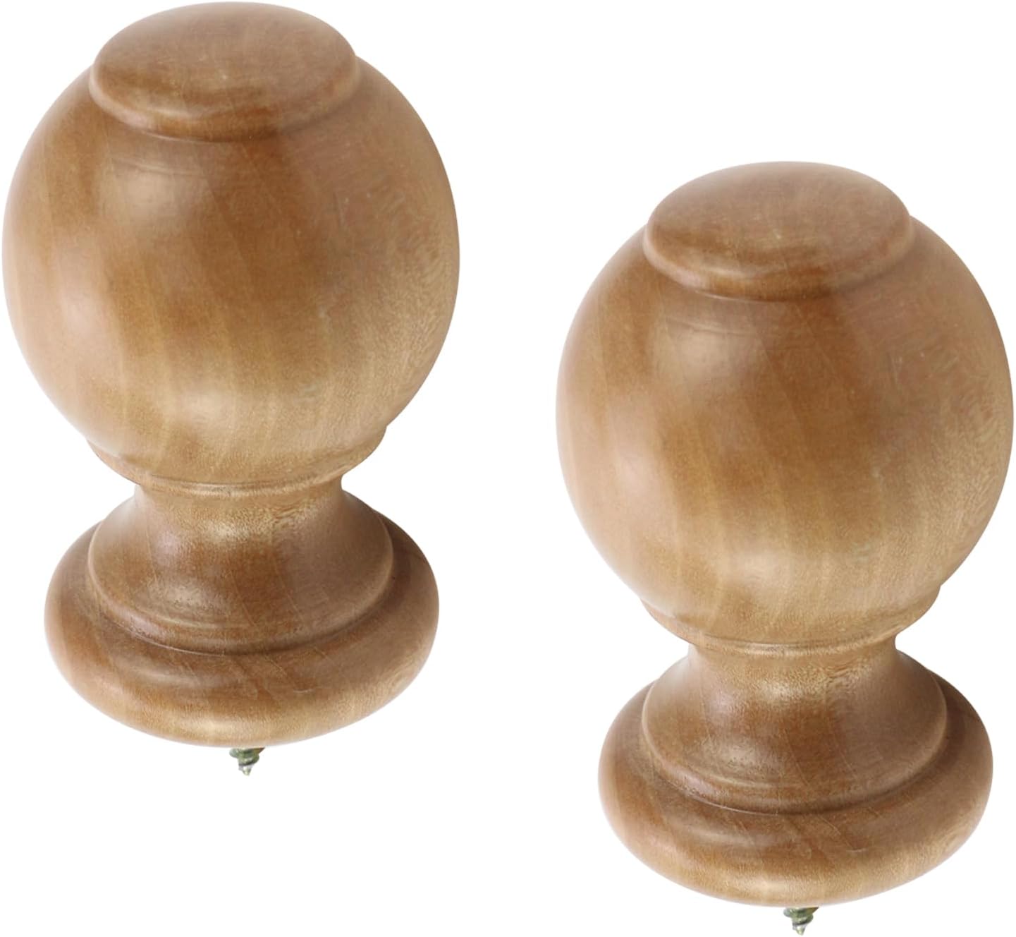 T Tulead Wood Finial End Caps - Pack of 2 | Elegant Wood Color