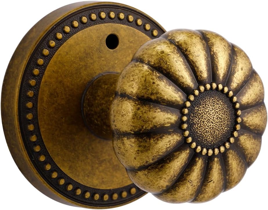 Antique Brass Door Knobs with Privacy Lock for Bedroom and Bathroom