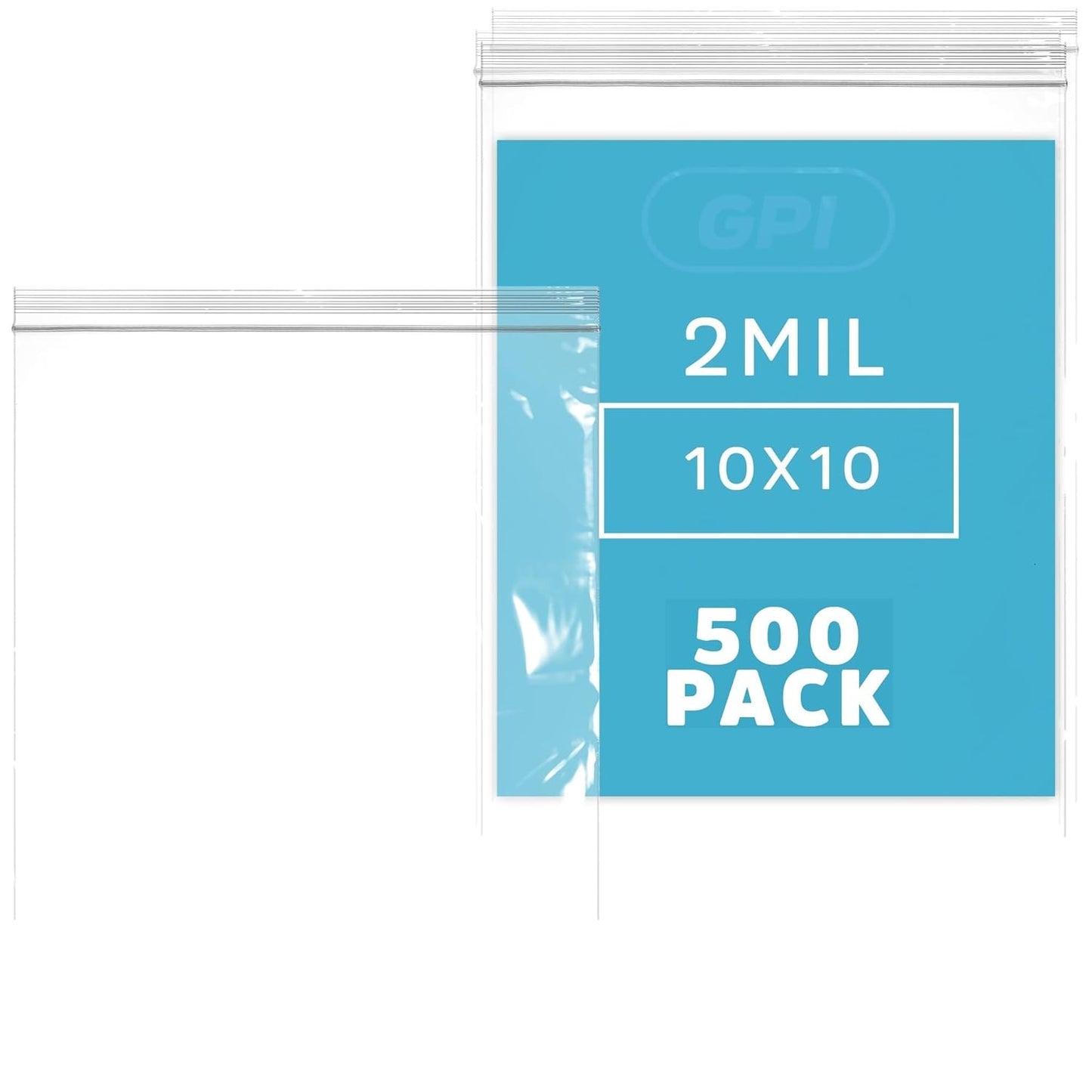 GPI 10 X 10 Clear Plastic Reclosable Zip Bags for Storage