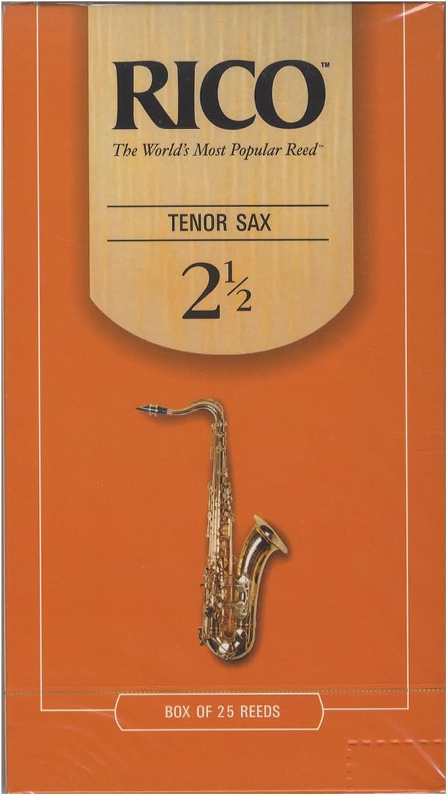 Rico Tenor Sax Reeds for Beginners - Strength 2.5, 25-Pack