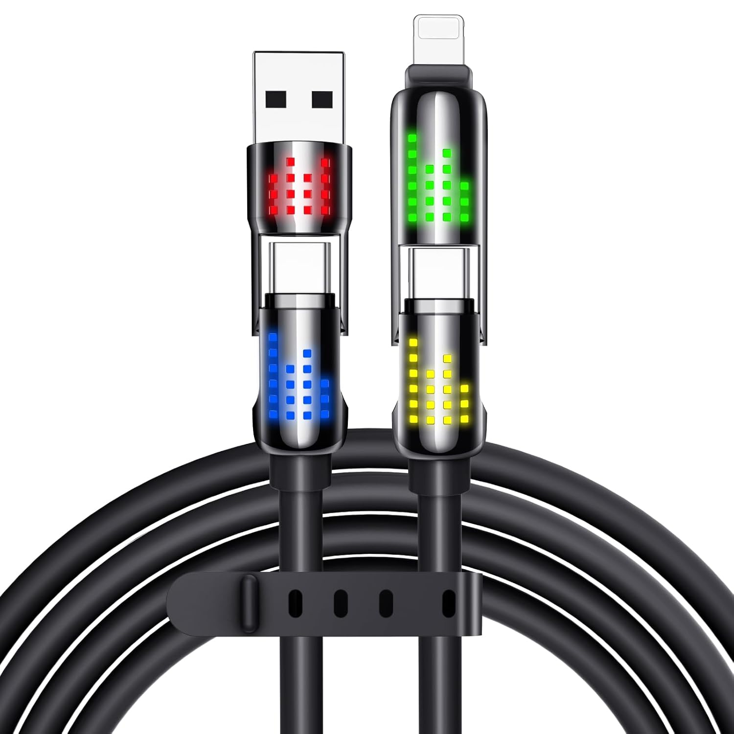 4-in-1 USB C Cable with Breathing Light - Fast Charge & Sync