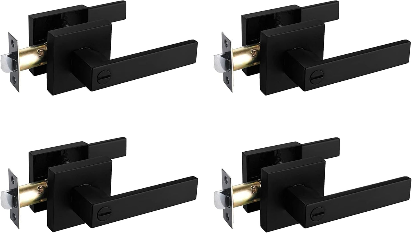 NEWBANG Solid Door Lever Handle with Matte Black Finish for Privacy