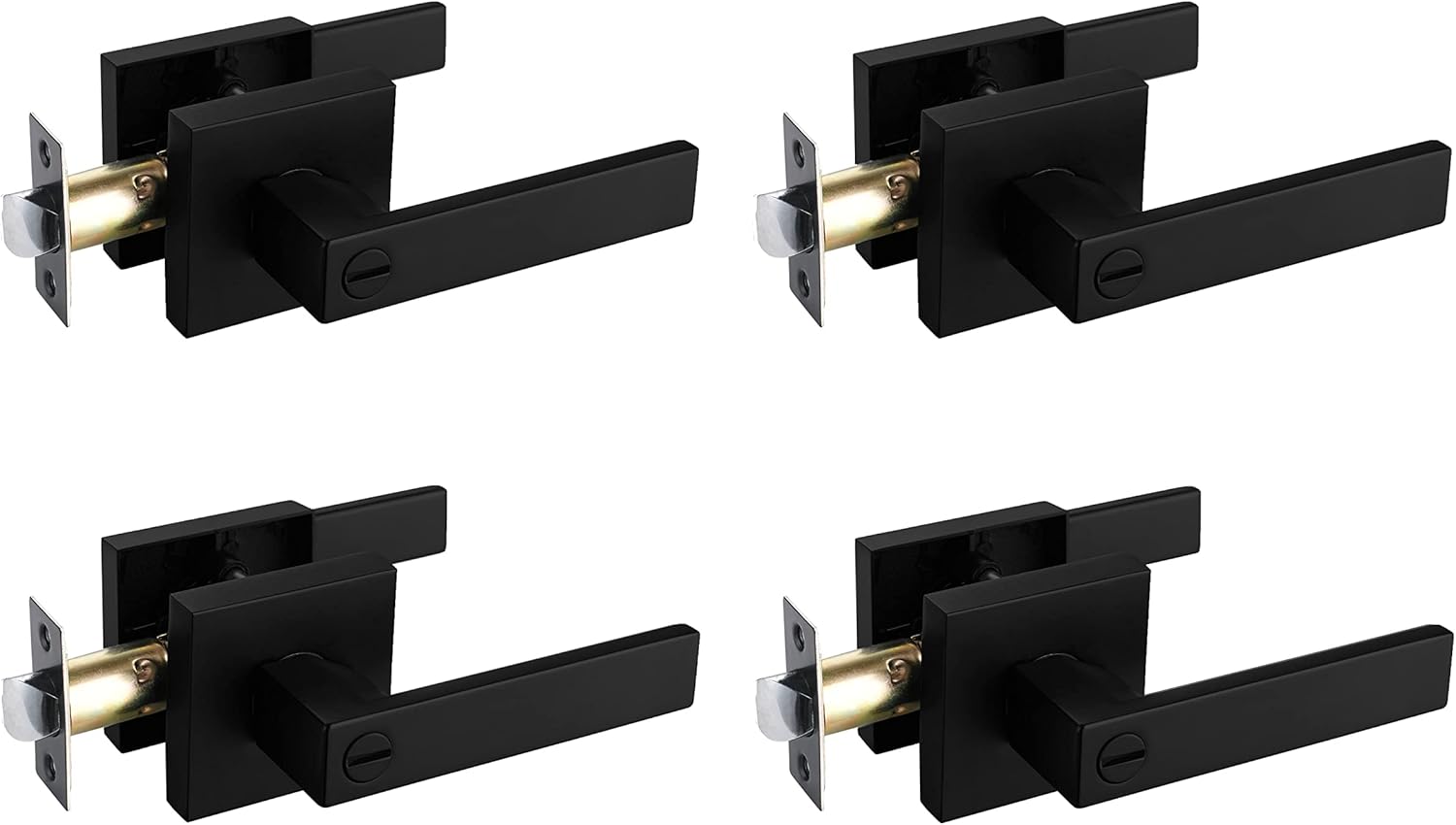 NEWBANG Solid Door Lever Handle with Matte Black Finish for Privacy