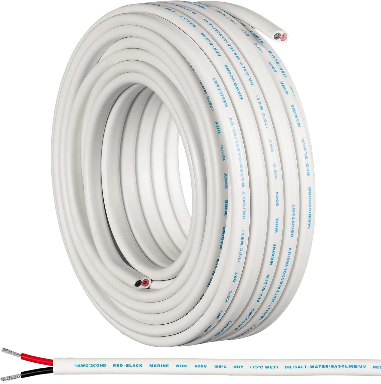 14 Gauge Marine Wire for Boats and RVs - 50 Ft Duplex Cable