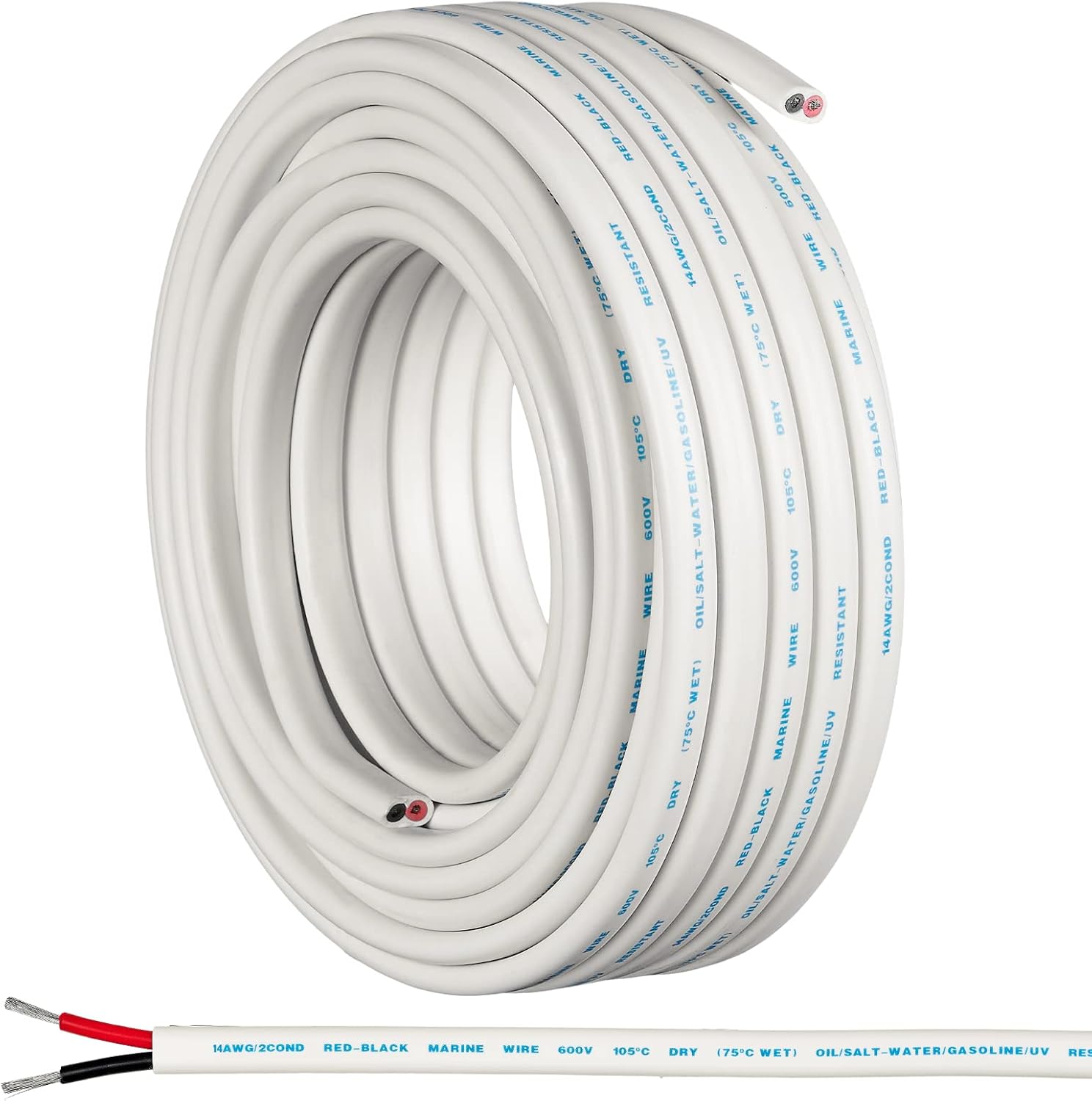 14 Gauge Marine Wire for Boats and RVs - 50 Ft Duplex Cable
