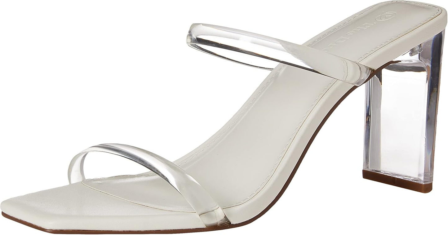 The Drop Women's Avery Square Toe Two Strap High Heeled Sandal