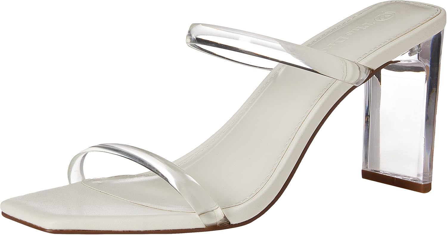The Drop Women's Avery Square Toe Two Strap High Heeled Sandal