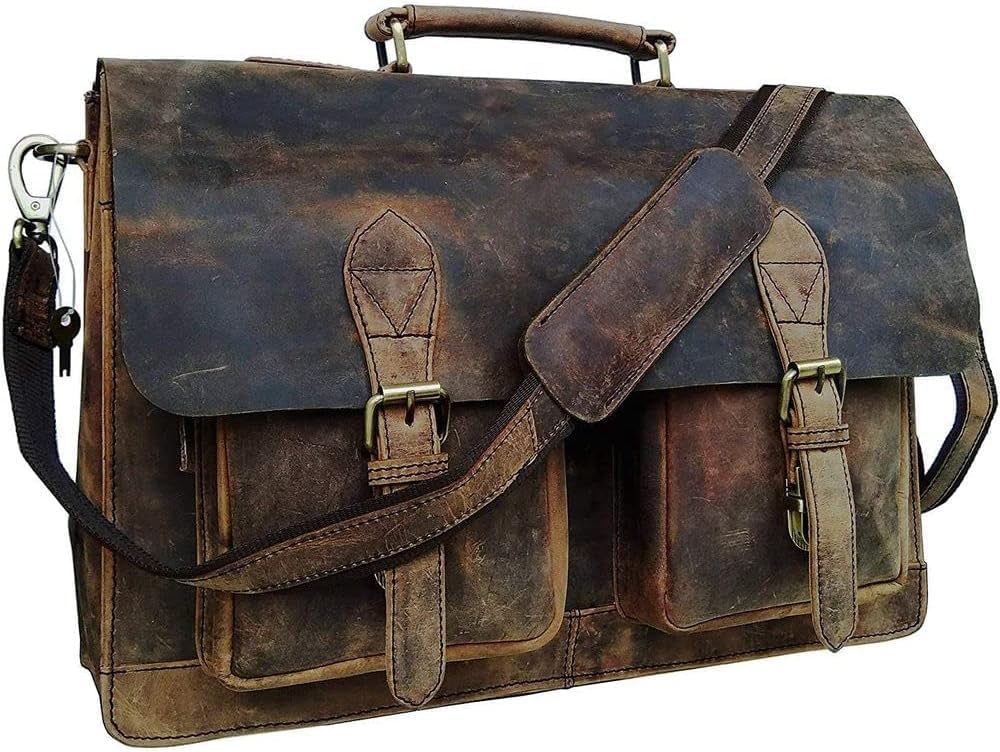 Cuero Retro Brown Laptop Messenger Bag for Office and Travel
