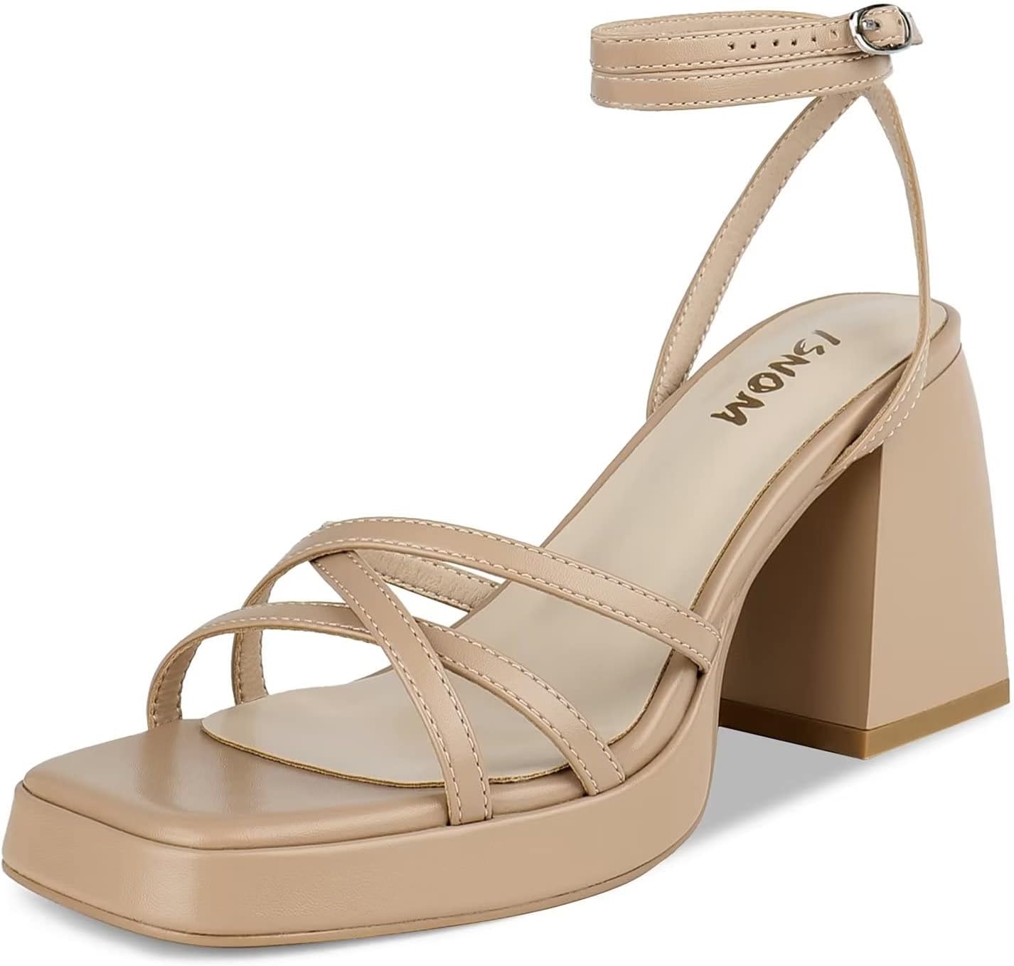 ISNOM Platform Heels for Women - Comfortable Strappy Sandals