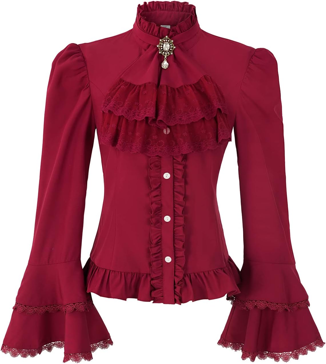 Victorian Blouse Womens Gothic Pirate Shirt with Ruffles