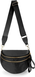 Black Pure Colour Crossbody Bag for Women - Oversized Bum Bag