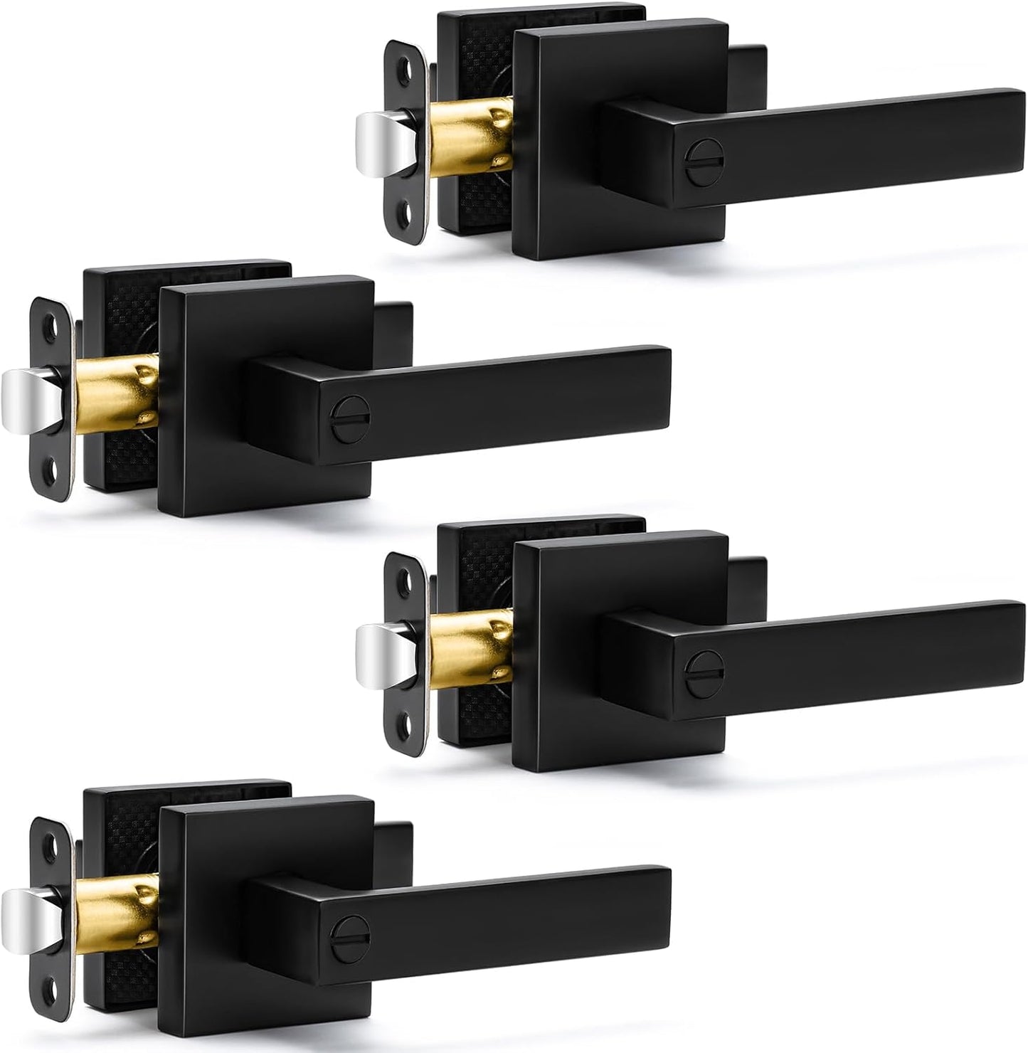 4 Pack Matte Black Door Handles for Privacy and Style