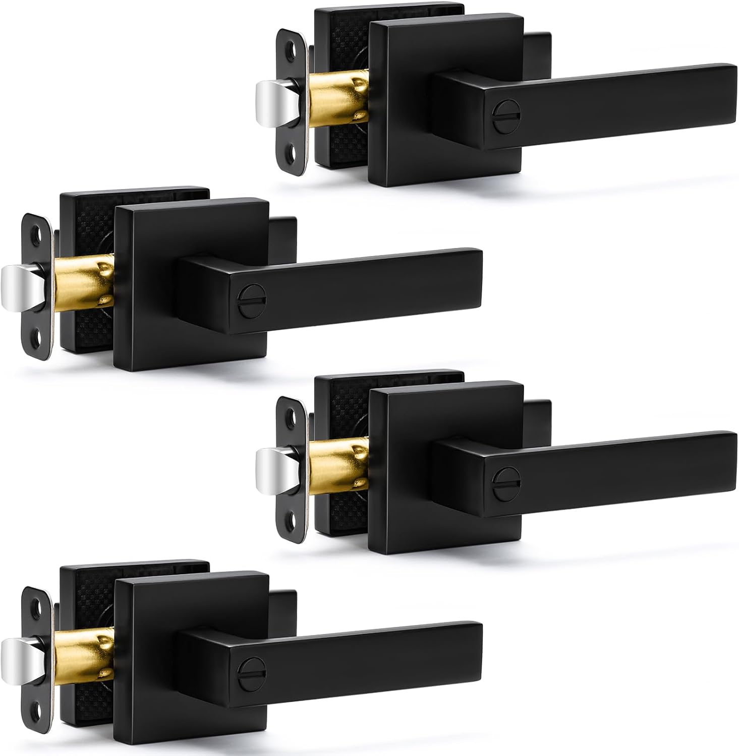 4 Pack Matte Black Door Handles for Privacy and Style