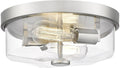 Brushed Nickel Flush Mount Ceiling Light - Modern Farmhouse Clear