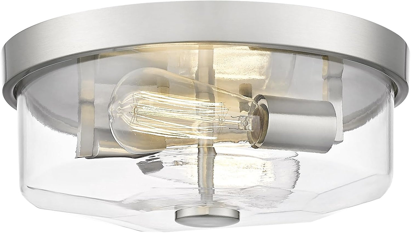 Brushed Nickel Flush Mount Ceiling Light for Modern Farmhouse