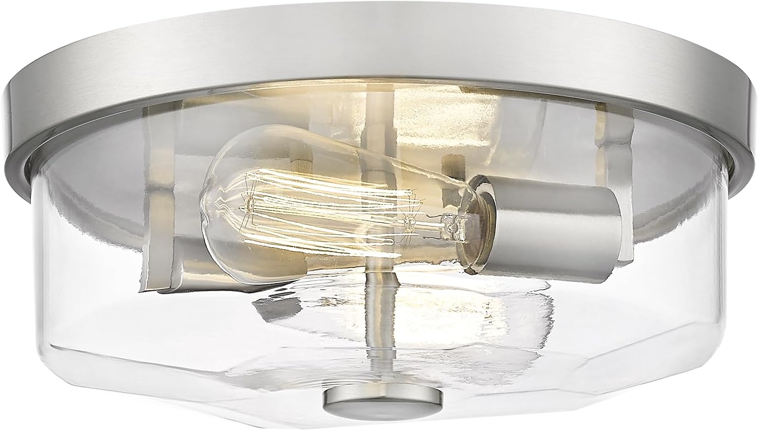 Brushed Nickel Flush Mount Ceiling Light for Modern Farmhouse