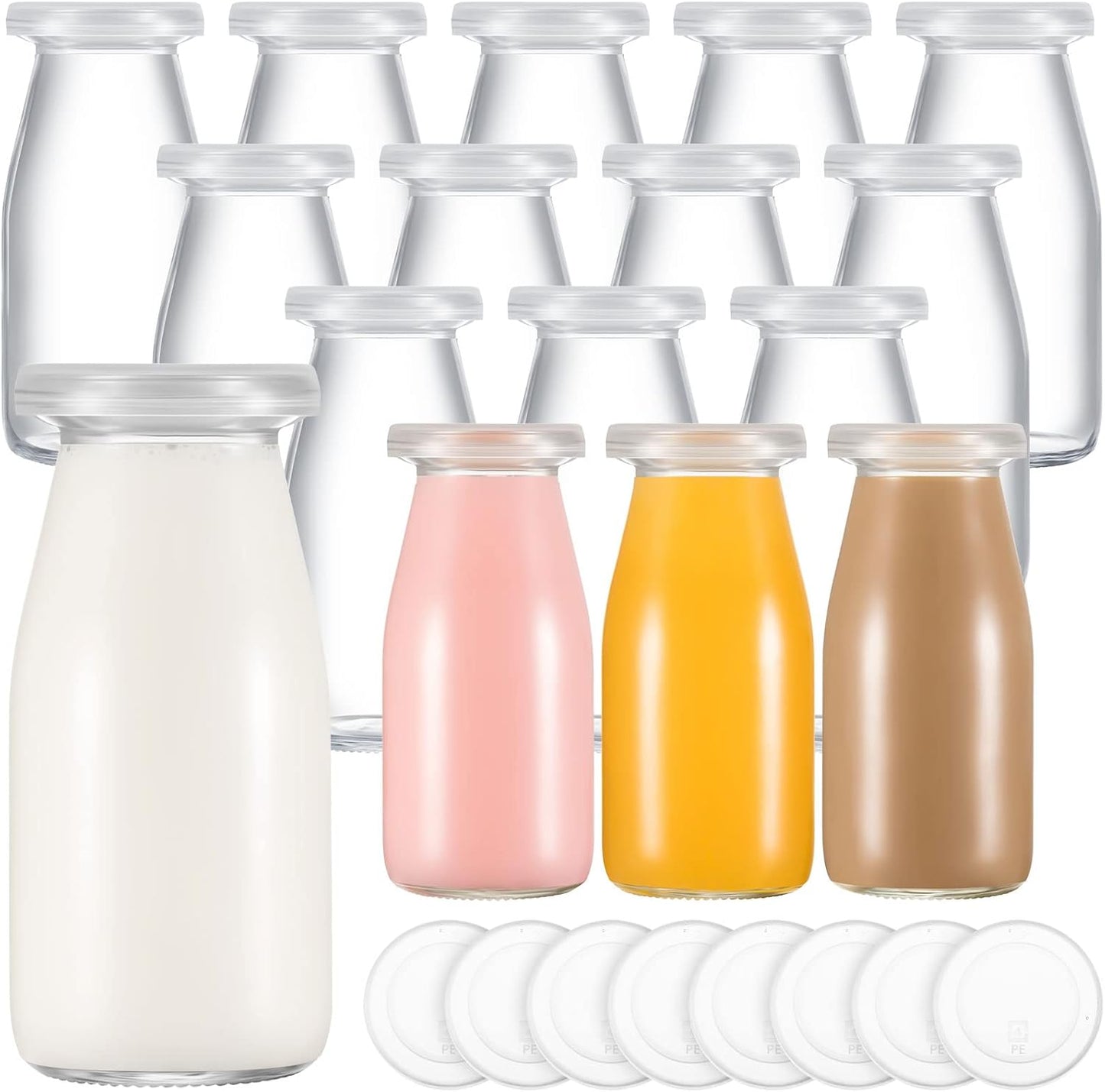 Zubebe 12 Pack Glass Milk Bottles for Parties and Events