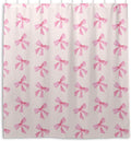 Pink Bow Shower Curtain Set - Waterproof Fabric, 12 Hooks - 66x72