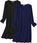 Ekouaer Cotton Nightgowns for Women 2 Pack - Soft Long Sleeve Please