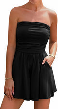 Summer Womens Strapless Romper 2025 - Flowy Ruffle Tube Jumpsuit