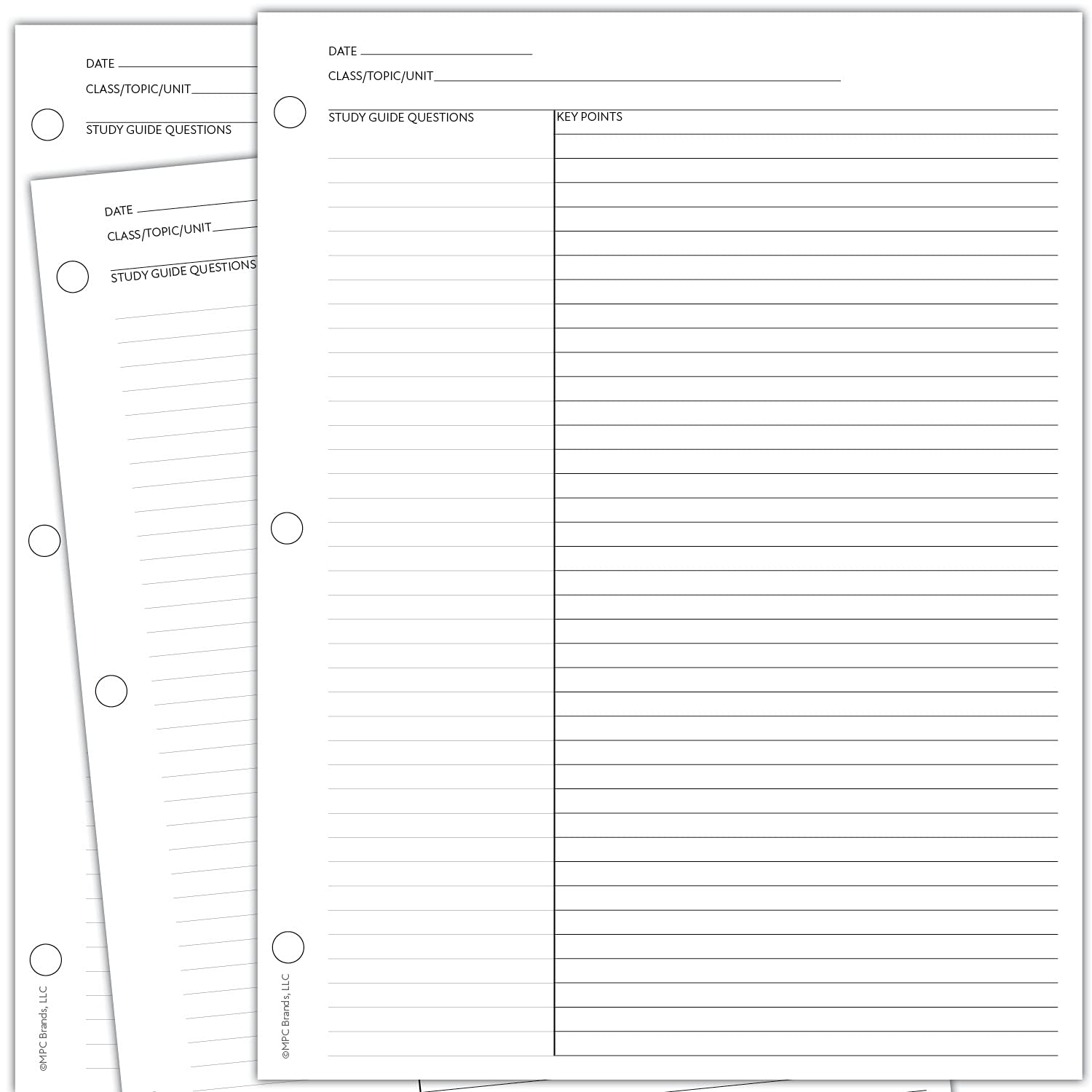 MPC Cornell Notes Study Sheets, White, Double-Sided – GearMustHave